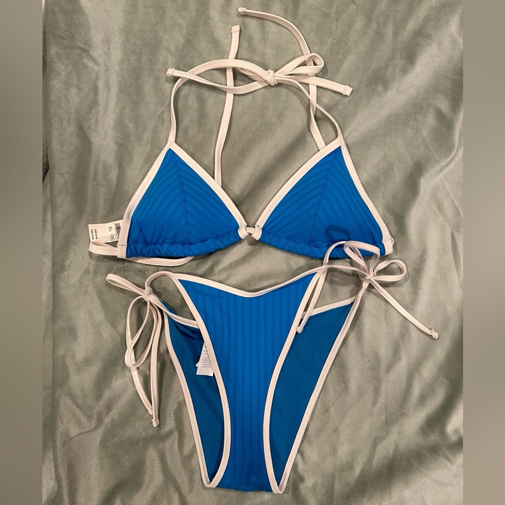 Aerie Real Good Blue and White Swimsuit